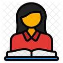 독서하는 여자 학생 교육 아이콘
