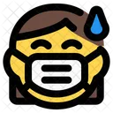 Woman Sweat Emoji With Face Mask Emoji Icon
