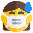 Woman Sweat Emoji With Face Mask Emoji Icon