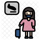 Woman Tourist Airport Arrival Icon