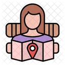 Woman Traveling By Helicopter Girl Going Trip By Helicopter Person Icon