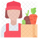 여자 야채 판매자 야채 판매자 야채 상인 아이콘