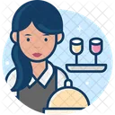 Woman Waiter Female Waiter Waiting Staff Icon