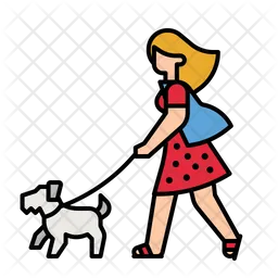 Woman Walking With Dog  Icon