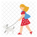 Woman Walking With Dog  Icon