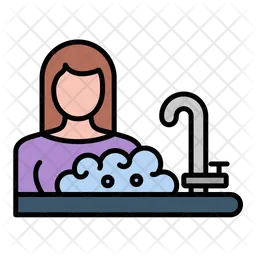 Woman Washing Dishes  Icon