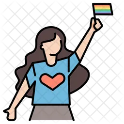 Woman waving rainbow flag  Icon