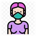 Woman Wear Medical Mask Woman Female Icône