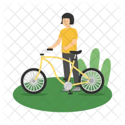 Woman with bike  Icon