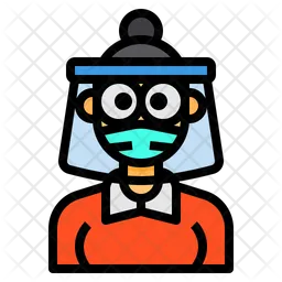 Woman With Face Shield  Icon