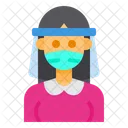 Woman With Face Shield  Icon