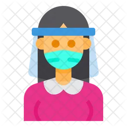 Woman With Face Shield  Icon