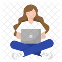Woman With Laptop Icon