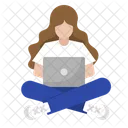 Woman With Laptop Icon