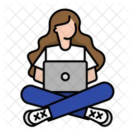 Woman with laptop  Icon