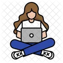 Woman with laptop  Icon