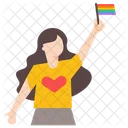 Woman with rainbow flag  Icon
