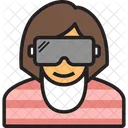 Woman With Virtual Reality  Icon