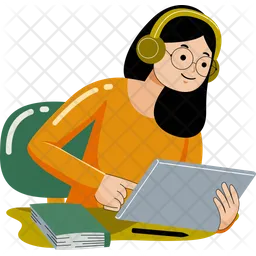 Woman Working With Graphic Tablet  Icon