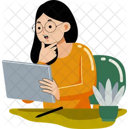 Woman Working With Graphic Tablet  Icon