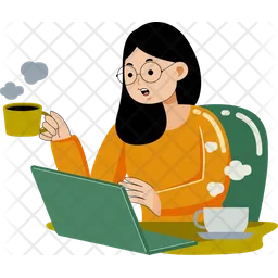 Woman Working With Laptop  Icon