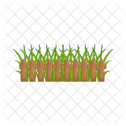 Wood fence with grass  Icon