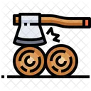 Wood Axe Cutting Wood Icon