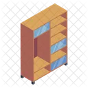 Wooden Bookshelf Books Cabinet Wooden Shelves Icon