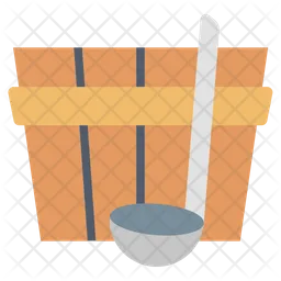 Wooden Bucket And Ladle  Icon