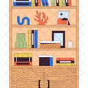 Wooden cabinet with decorative accessories  Icon
