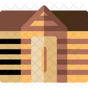 Wooden House Construction Winter Icon