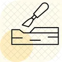 Wooden Relief Carving Minimal Outline Icon