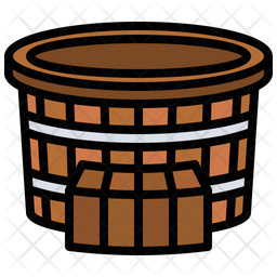 Wooden Tub Icon - Download in Colored Outline Style