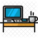 Work And Coffee Coffee Desk Icon