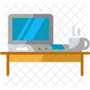 Work And Coffee Coffee Desk Icon