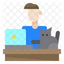 Man Cat Laptop Icon