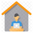 Working At Home Home Office Elearning Icon