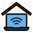 Work At Home Office Stay Laptop Online Icon