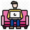 Man Laptop Sofa Icon