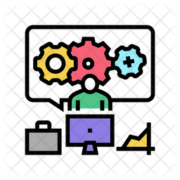 Work Process Icon - Download in Colored Outline Style