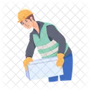 Concrete Block Cement Block Worker Carrying Icon