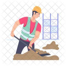 Worker Digging  Icon