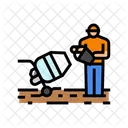 Worker Mixing Cement Icon