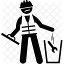 Worker Throw Wrench In Dustbin  Icon