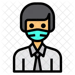 Worker With Facemask  Icon