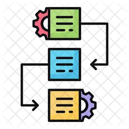 Workflow Process Icon - Download in Colored Outline Style