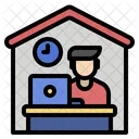 Workfromhome Working Computer Icon