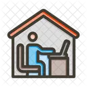 Work From Home Working Computer Icon