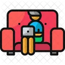Working On The Couch Couch Home Office Icon