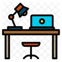 Working Place Laptop Desk Icon